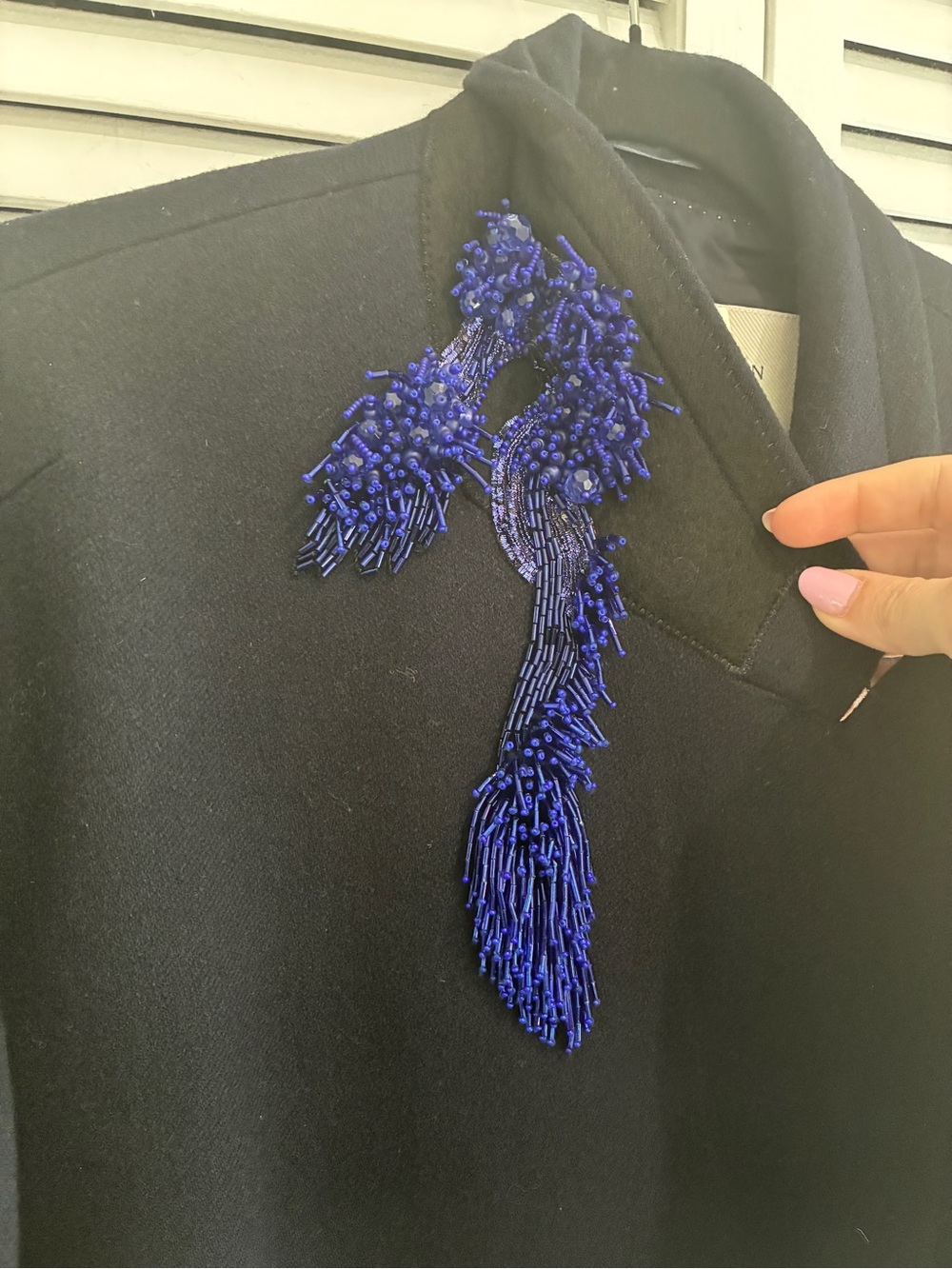 Dries Van Noten Navy Double-Breasted Wool Coat with GORGEOUS beading